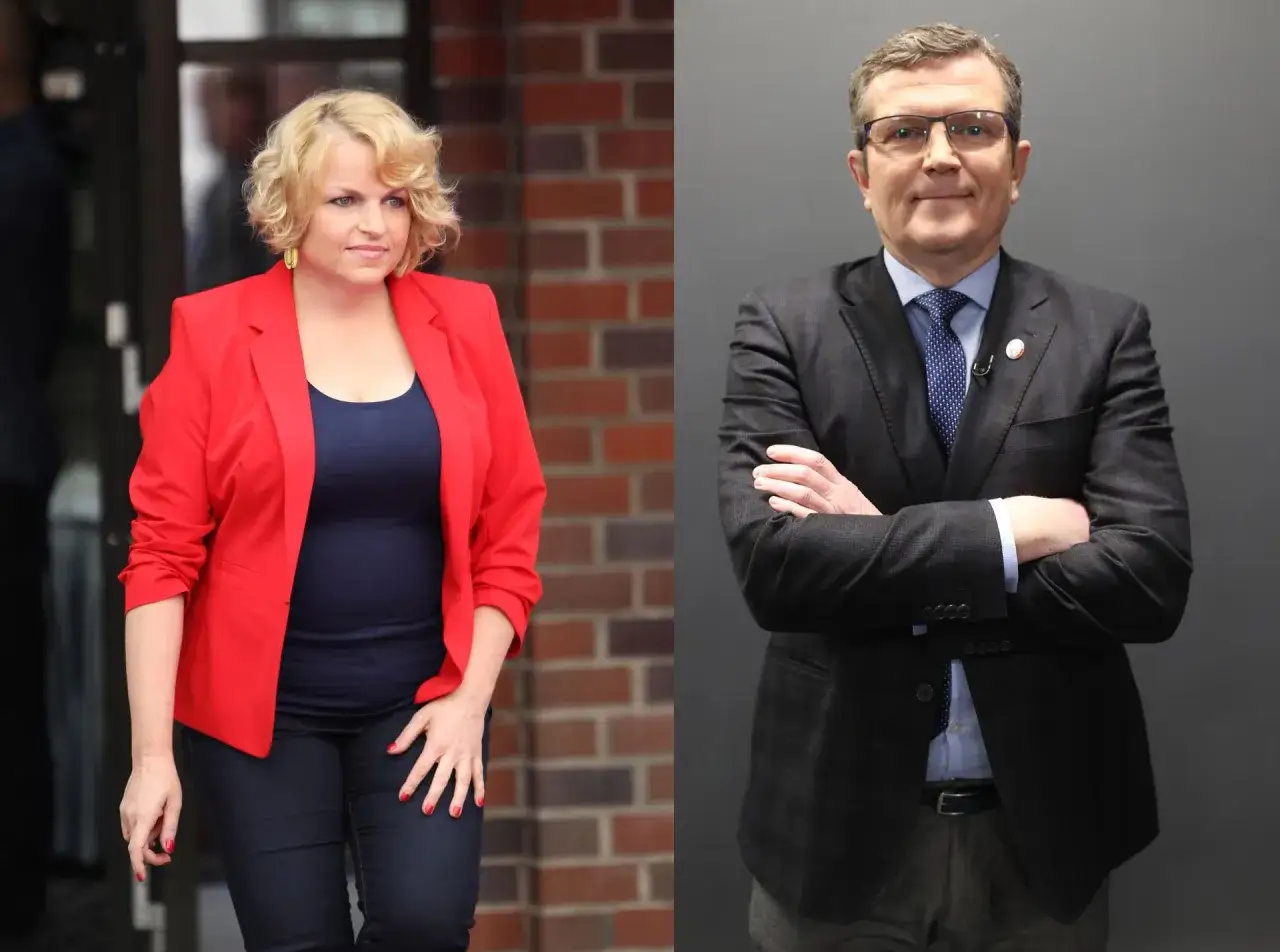 Kobieta w czerwonej marynarce i mężczyzna w garniturze. Czy to początek romansu Marcina Bosackiego?